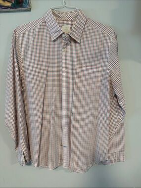 GAP Men's White Dress Shirt with Red & Blue Check. NWOT👀👀👀